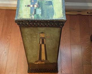 Hand Painted Wood Tall Side Table
