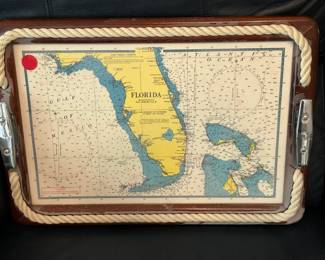 Serving Tray w/ Vintage Florida Map