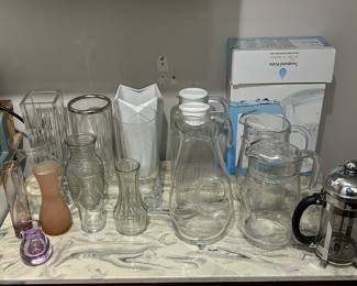 Glass Vases and Glass Drinking Pitchers