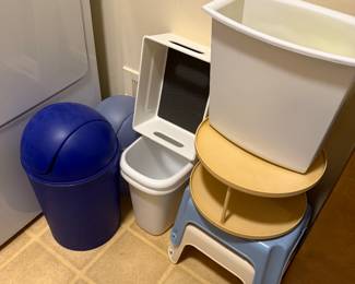 Trash cans, stools
