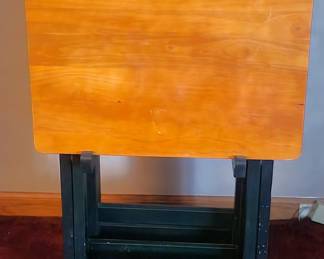 Set of 4 Wood TV Tables and Stand