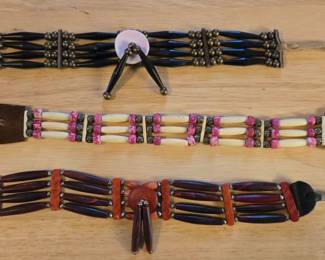 1980s Native American Indian Style Bison Bone Chokers