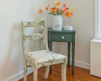 small table and rugs