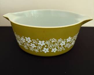 Vintage Pyrex 475-B Green Crazy Daisy Spring Blossom Casserole Bowl