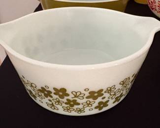 Vintage Pyrex Spring Blossom Crazy Daisy Green Casserole Dish #474-B
