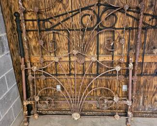 Antique full headboard, footboard and rails