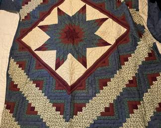 Custom Made Amish Quilt Log Cabin Lonestar Pattern 