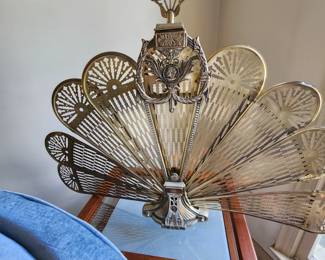 Antique Brass Fireplace Screen