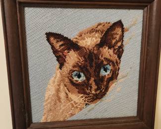Siamese Framed Needlepoint