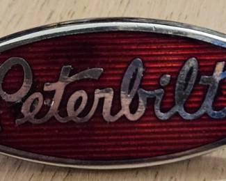Peterbilt Semi Truck Vintage Logo Oval Red Enamel 12" Emblem Original