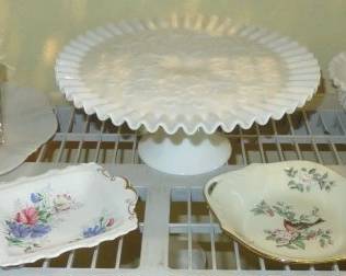 Fenton Ruffled Milk Glass Cake Stand