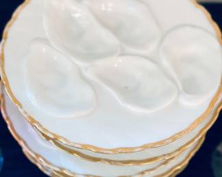 Limoges Gold Rimmed Oyster Plates