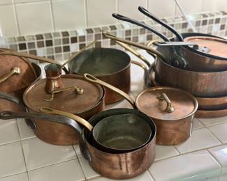 Very large collection of copper cookware