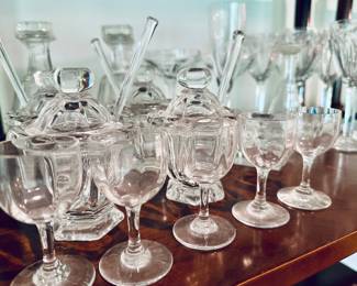 Baccarat (including four jam jars with covers and spoons) and other fine crystal