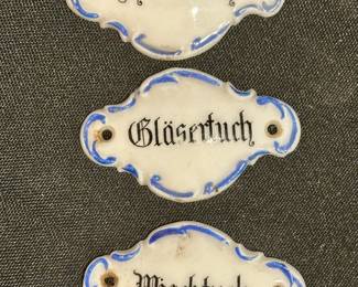 German porcelain kitchen labels