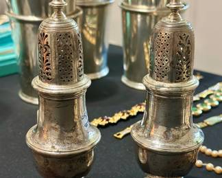 Two Crichton Brothers sterling silver sugar shakers/casters