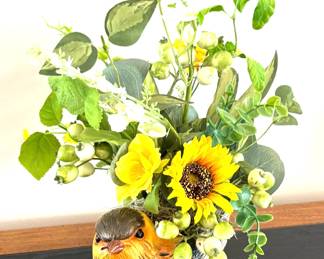 Silk Arrangements in Bird Vase