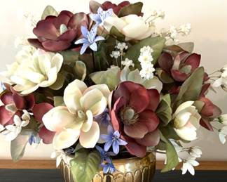 Silk Flower Arrangement in Brass Vase