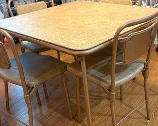Hamilton Cosco Vintage Folding Card Table and 4 Chairs Atomic MCM 1950s 
