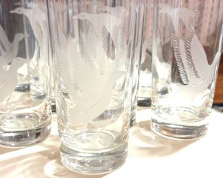 Libbey Crystal Etched Glass Set 