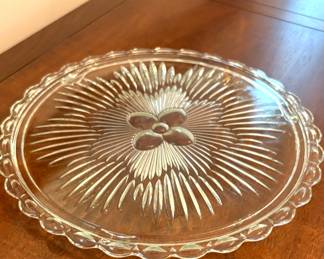 Vintage Indiana Glass Cake Plate Footed Cake Stand