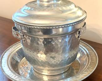 Mid century Italian hammered metal ice bucket