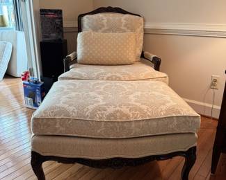 Gorgeous Upholstered Chair and Ottoman by Thomasville