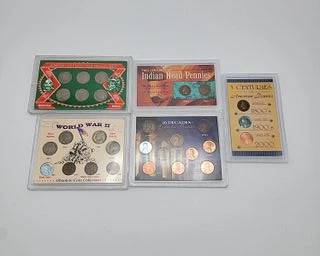 World War II Obsolete Coin Collection American Frontier Nickel Set Two Centuries of Indian Head Pennies 10 Decades of Lincoln Pennies 3 Centuries of American Pennies