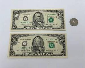1990 Series $50 Dollar Bills (2)