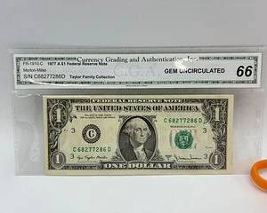 66 Grade $1 Dollar Note 1977 C68277286D