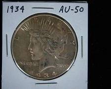 1934 Peace Silver Dollar AU-50