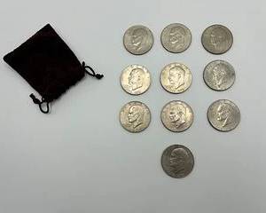 10 Eisenhower Silver Dollars (1974-1976)