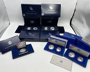 US Mint American Eagle San Francisco Two-Coin Silver Proof Set (2), US Constitution Coins (1), US Liberty Coins (2)