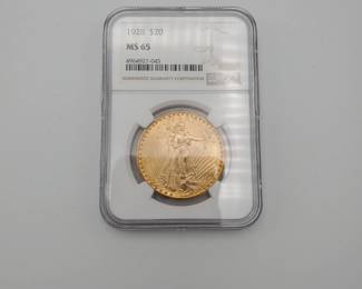 MS 65 Graded 1928 $20 Gold Coin / Saint Gauden