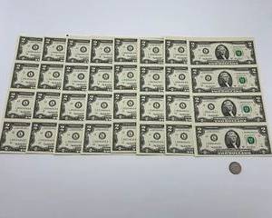 8 Uncut Sequential Sheets $2 Dollar Bills Series 2003 988246442-99444642 (32 bills)