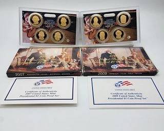 2007 & 2009 United States Mint Presidential $1 Coin Proofs