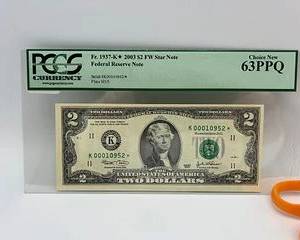 2003 KOO010952* $2 Dollar note 63 PPQ Grade PCGS