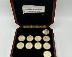 Platinum and 24KT Gold Layered Morgan Silver Dollars (10)