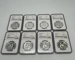 PF 66 NGC Graded Ben Franklin 50 cent Coins 1956-1959 (8)
