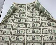 Uncut Sheet Roll of 2 Dollar US Bills - 32 bills - 2003 Series