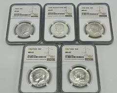 67 NGC Graded Kennedy 50 cent Coins 1964-1967 (5)