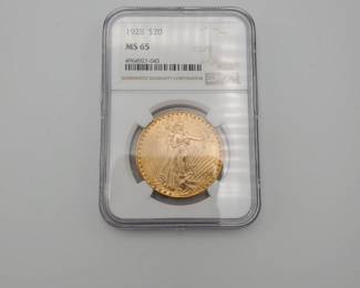 MS 65 Graded 1928 $20 Gold Coin / Saint Gauden