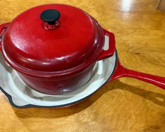 Enamelware Dutch oven and skillet