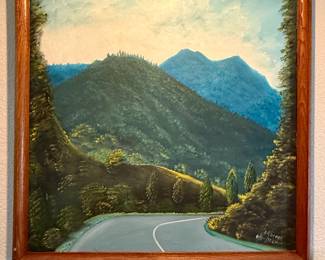 Framed landscape painting signed by B.R. Green