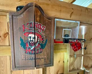 Kings Beard Pub Dartboard and Eagle Stone basketball net
