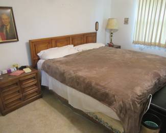 King size bed and nightstands. (Bedroom 1)
