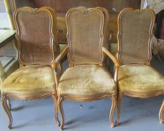 6 matching French Provencial, matches china hutch. Table is available however some of the trim was damaged in transit.
