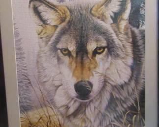 Large wolf PUZZLE print. This person put together a complete puzzle and had it professionally framed.