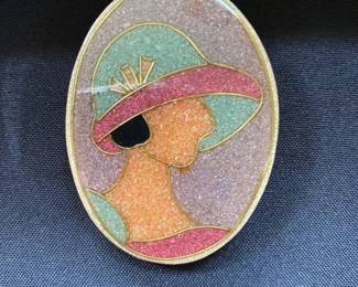 Lee Sands Art Deco Sands Lucite Brooch