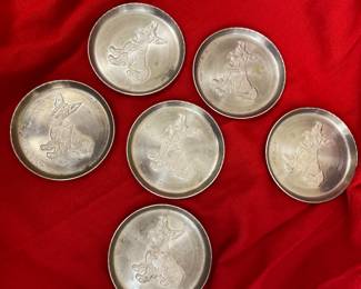 Vintage pressed aluminum Scottie coasters